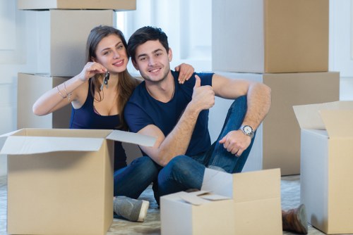 Moving van and boxes for local removals in Raynerslane